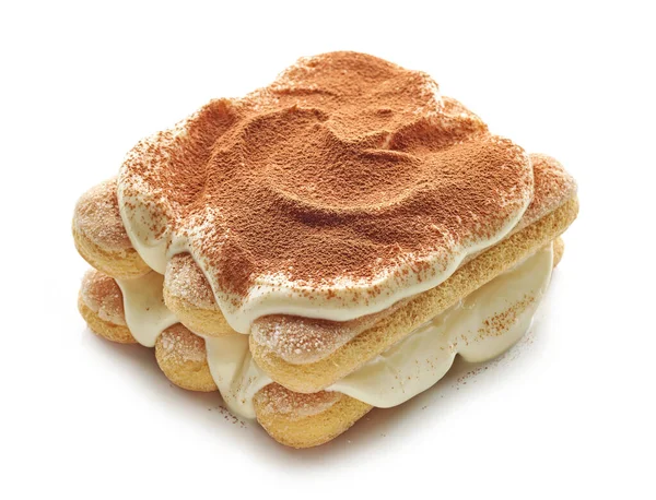 Postre Tiramisú Aislado Sobre Fondo Blanco — Foto de Stock