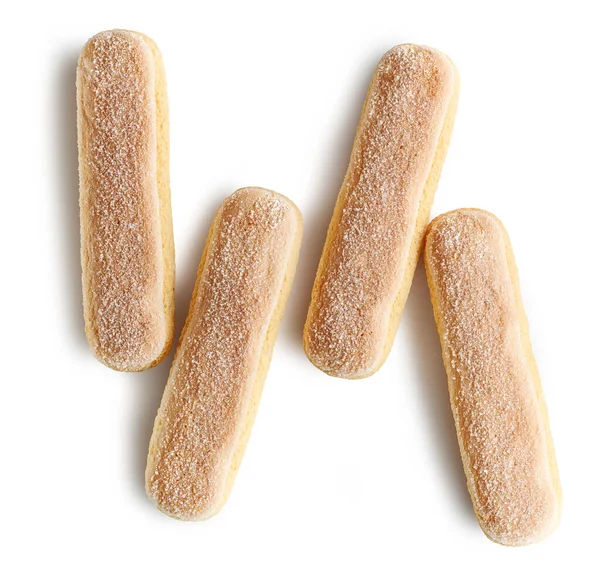 Ladyfinger Cookies Isolated White Background Top View — Stock Photo, Image