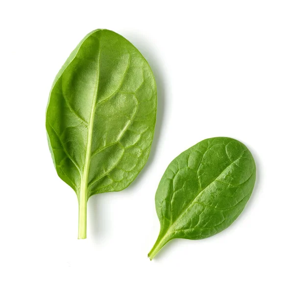 Frische Grüne Spinatblätter Isoliert Auf Weißem Hintergrund Ansicht Von Oben — Stockfoto