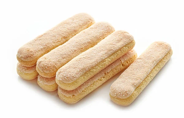 Biscoitos Ladyfinger Isolados Fundo Branco — Fotografia de Stock