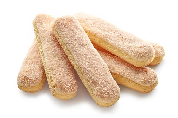 Biscotti Ladyfinger Isolati Sfondo Bianco — Foto Stock