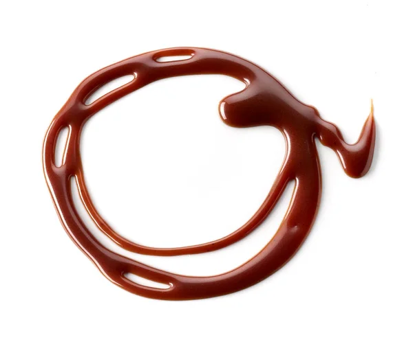 Molho Chocolate Derretido Isolado Fundo Branco Vista Superior — Fotografia de Stock