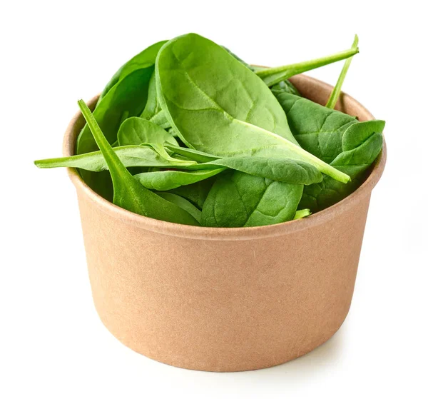 Fresh Green Spinach Leaves Isolated White Background — Stock Photo, Image