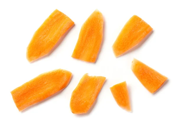 Fresh Raw Carrot Slices Isolated White Background Top View — Stock Photo, Image