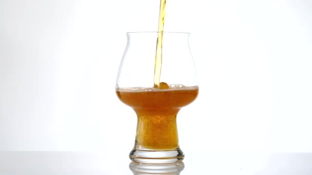 Craft Beer Pouring Glass Slow Motion — Stock Video