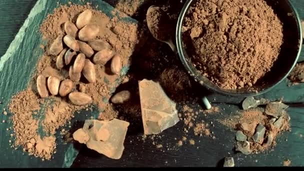 Gros plan de divers produits chocolatés — Video