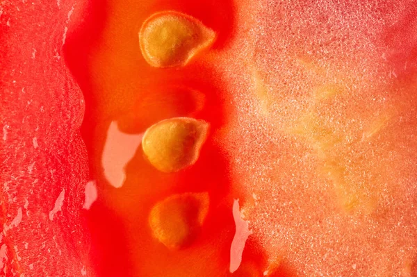 Fundo Macro Fatia Tomate Fresco — Fotografia de Stock