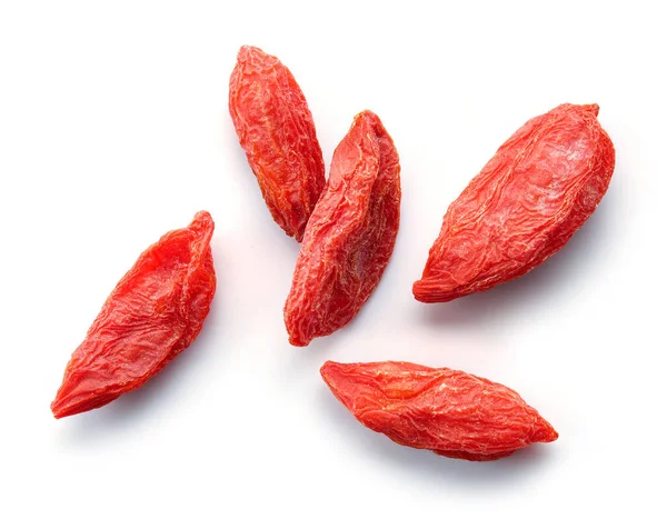 Bacche Goji Essiccate Isolate Sfondo Bianco — Foto Stock