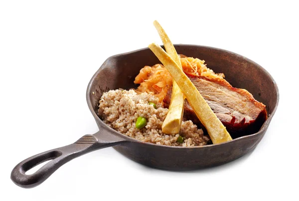 Pork roast and barley porridge — Stock Photo, Image