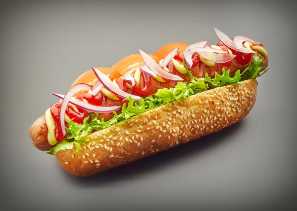 Hot Dog'gri bir arka plan — Stok fotoğraf
