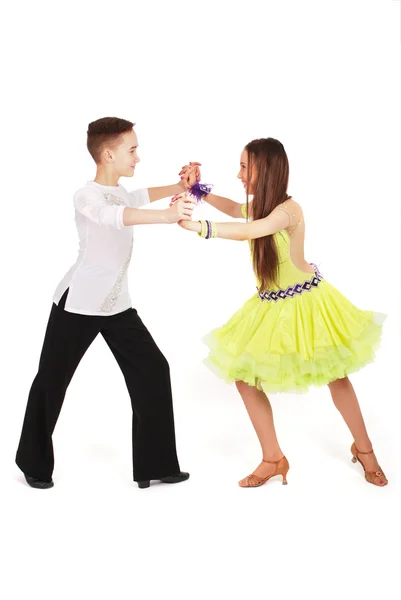 Boy and girl dancing ballroom dance — Stock Photo, Image