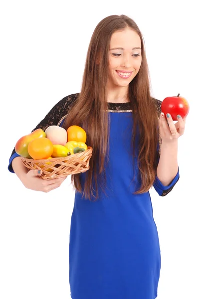 Young girl with a fruit basket — Stock Photo, Image