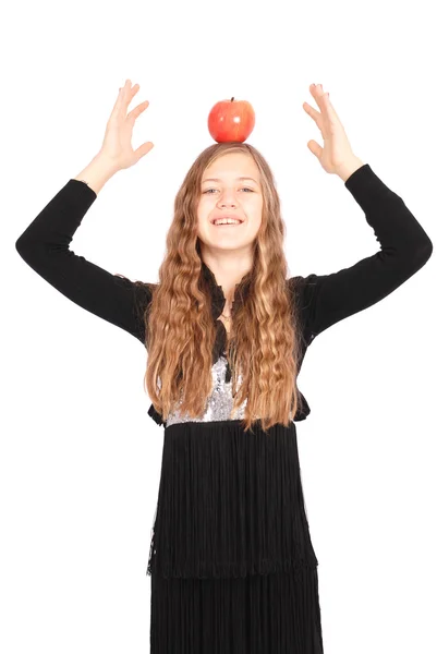 Menina segurando maçã fresca — Fotografia de Stock