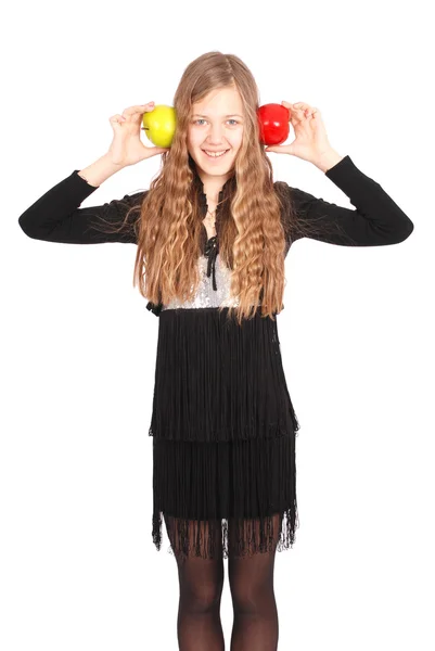 Chica sosteniendo manzana fresca —  Fotos de Stock