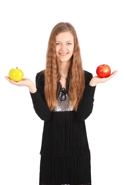 Meisje bedrijf vers apple — Stockfoto