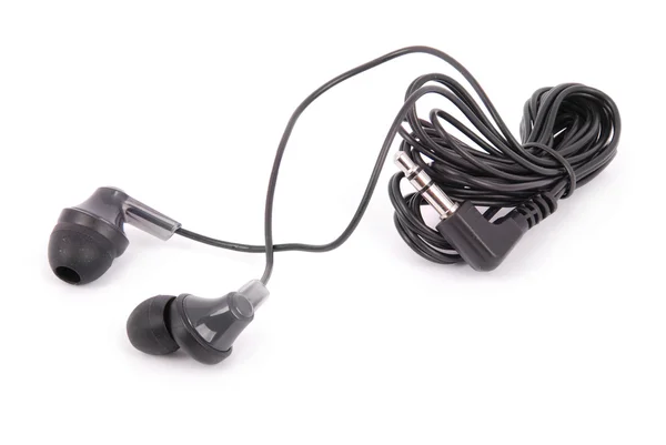 Small black headphones with a headset — Stock Photo, Image