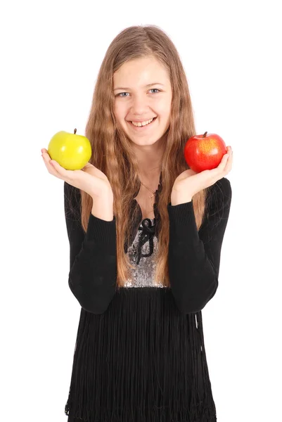 Menina segurando maçã fresca — Fotografia de Stock