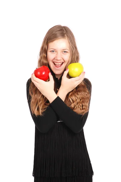 Mädchen hält frischen Apfel in der Hand — Stockfoto