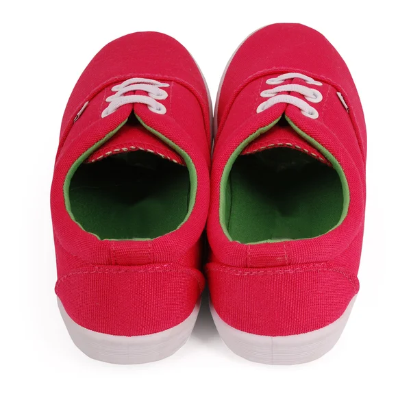 红衣女孩运动鞋 — 图库照片