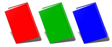 Beyaz gölgeli boş kitap maketi RGB. Görüntü 3B oluşturma.