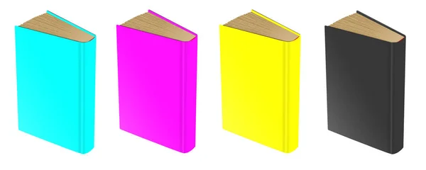 Blank Book Mockup Cmyk Σκιά Που Απομονώνεται Στο Λευκό Εικονογράφηση — Φωτογραφία Αρχείου