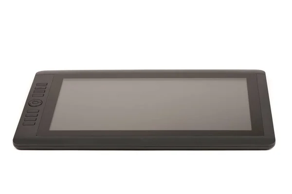Tableta Digital Con Cubierta Color Negro Aislada Sobre Fondo Blanco — Foto de Stock