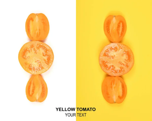 Sarı Domatesten Yapılmış Yaratıcı Bir Düzen Yemek Konsepti Yüksek Çözünürlüklü — Stok fotoğraf