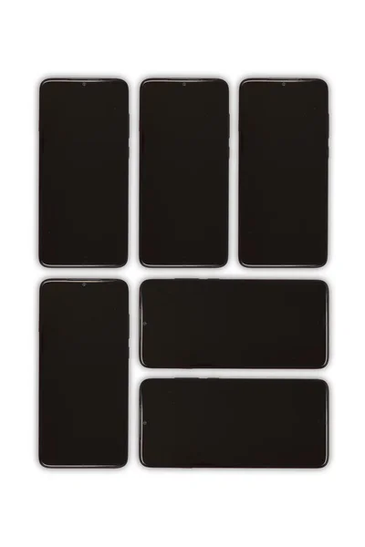 Μαύρο Κινητό Smartphone Κενή Οθόνη Απομονωμένο Λευκό Φόντο Φωτογραφία Υψηλής — Φωτογραφία Αρχείου