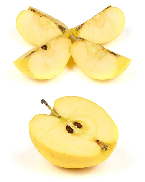 Yellow Apple Isolated White High Resolution Photo Full Depth Field — Stock Photo, Image