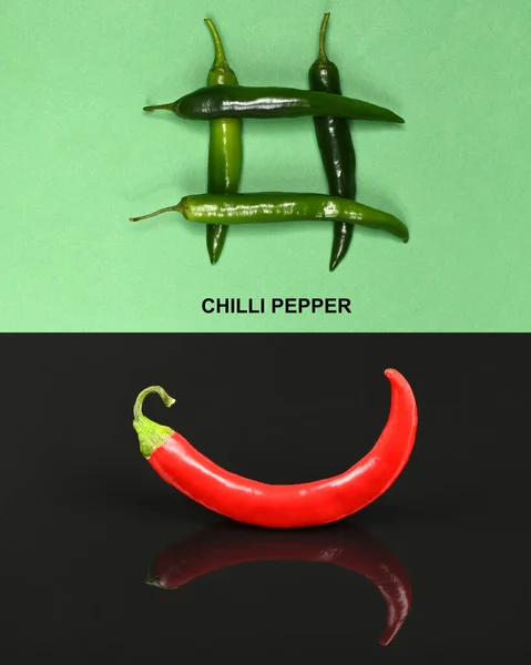 Creative Layout Made Red Chilli Peppers High Resolution Photo Full — Stock Photo, Image