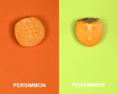 Hurma ağacından yapılmış yaratıcı bir düzen. Hurma meyvesi. Orangutlu meyve dilimi. Yemek konsepti. Yüksek çözünürlüklü. Tam alan derinliği.