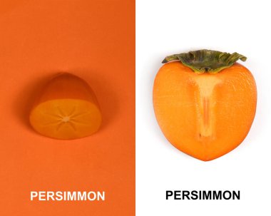 Hurma ağacından yapılmış yaratıcı bir düzen. Hurma meyvesi. Orangutlu meyve dilimi. Yemek konsepti. Yüksek çözünürlüklü. Tam alan derinliği.