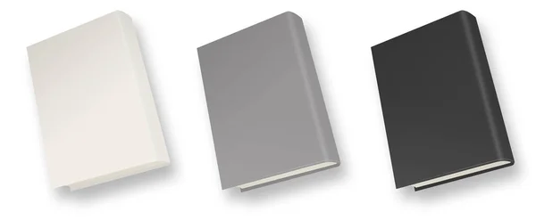 Mockup Livro Branco Branco Cinza Preto Com Sombra Isolada Branco — Fotografia de Stock