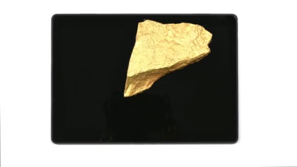 Nugget Gold Moves Surface Tablet Top View Uhd Video Footage — Stock Video