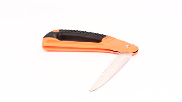 Small Fold Hand Saw Tree Pruning Folding Saw Work Tool — Stock Video