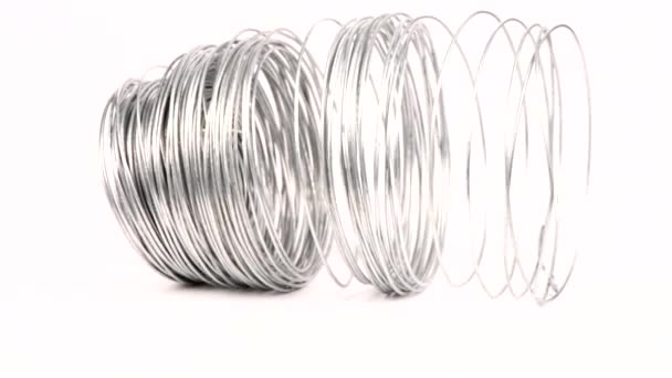 Thick Silver Wire Coil Stainless Steel Wire Coil Uhd Video – Stock-video