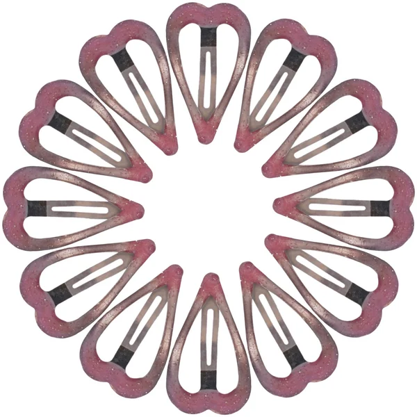 Pink hair clips in a circle — Stock Photo, Image