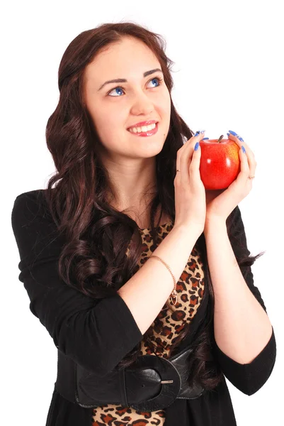 Teen flicka anläggning apple — Stockfoto