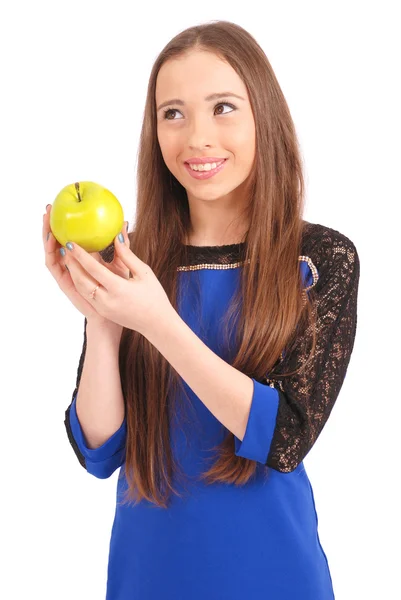 Chica joven sosteniendo manzana roja —  Fotos de Stock