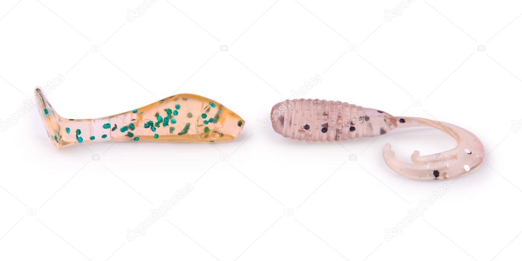 Fishing bait, silicone fish (Clipping path)
