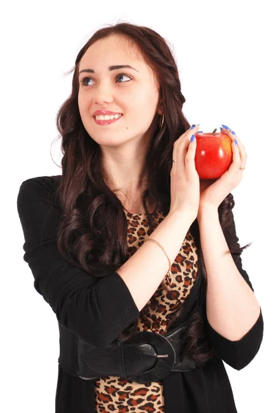 Дівчина тримає яблуко — стокове фото