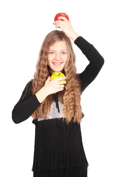 Chica sosteniendo manzana fresca — Foto de Stock