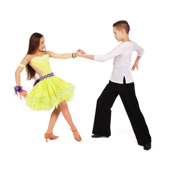 Boy and girl dancing ballroom dance — Stock Photo, Image