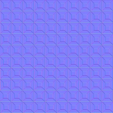 3B mimari görselleştirme ve oyun tasarımı için eğimli piramit kiremitlerinin tekrarlayan ızgarasını içeren yüksek kaliteli normal harita dokusu.