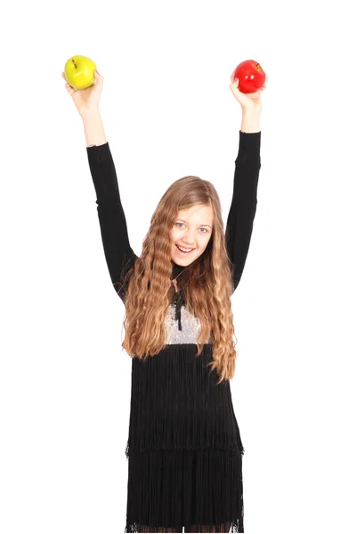 Mädchen hält frischen Apfel in der Hand — Stockfoto