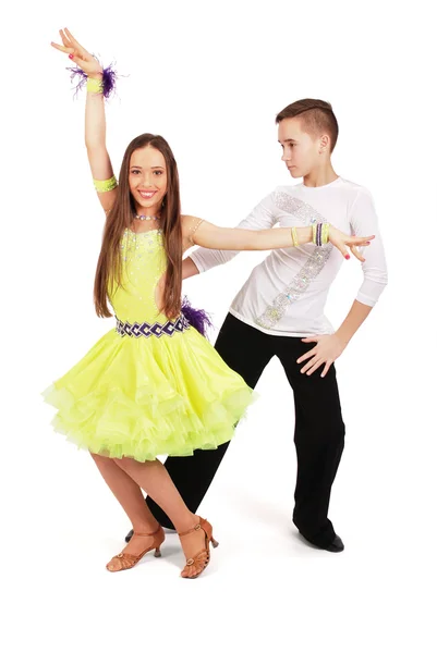 男孩和女孩跳舞舞厅舞 — 图库照片