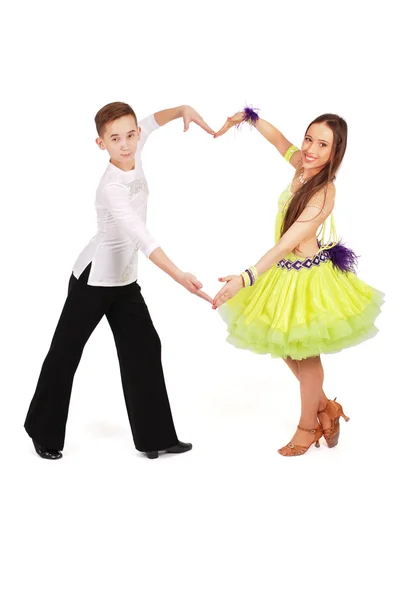 Jongen en meisje dansen ballroom dans — Stockfoto