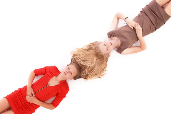 交织在一起的毛的画像两女孩 — 图库照片