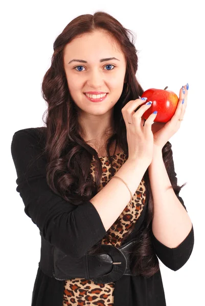 Teen girl holding apple — Stock Photo, Image