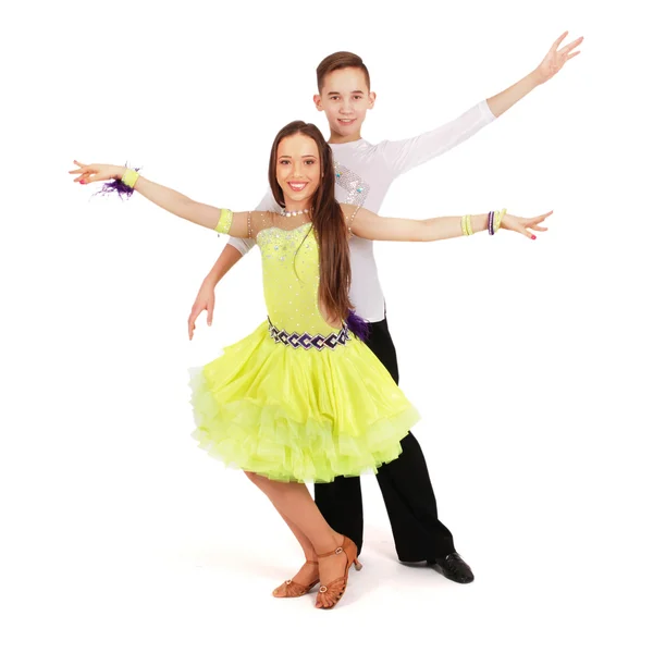 Jongen en meisje dansen ballroom dans — Stockfoto